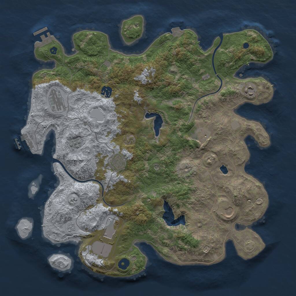 Rust Map: Procedural Map, Size: 4000, Seed: 452733269, 14 Monuments
