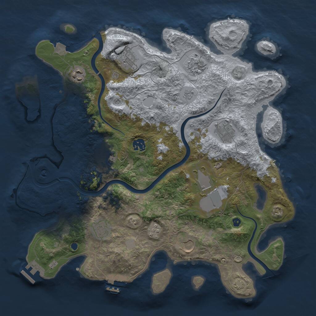 Rust Map: Procedural Map, Size: 3700, Seed: 1179125607, 16 Monuments