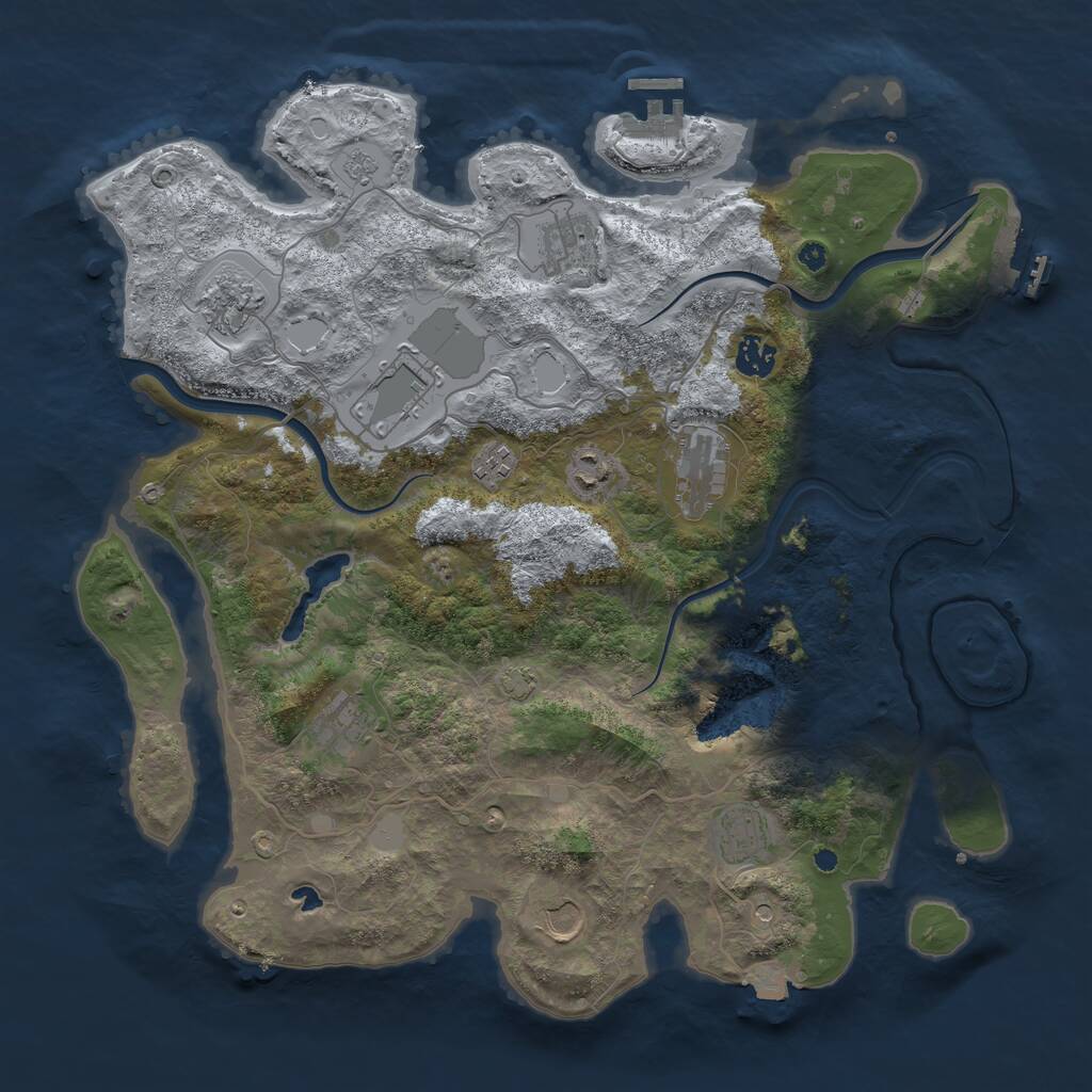 Rust Map: Procedural Map, Size: 4000, Seed: 154173131, 16 Monuments
