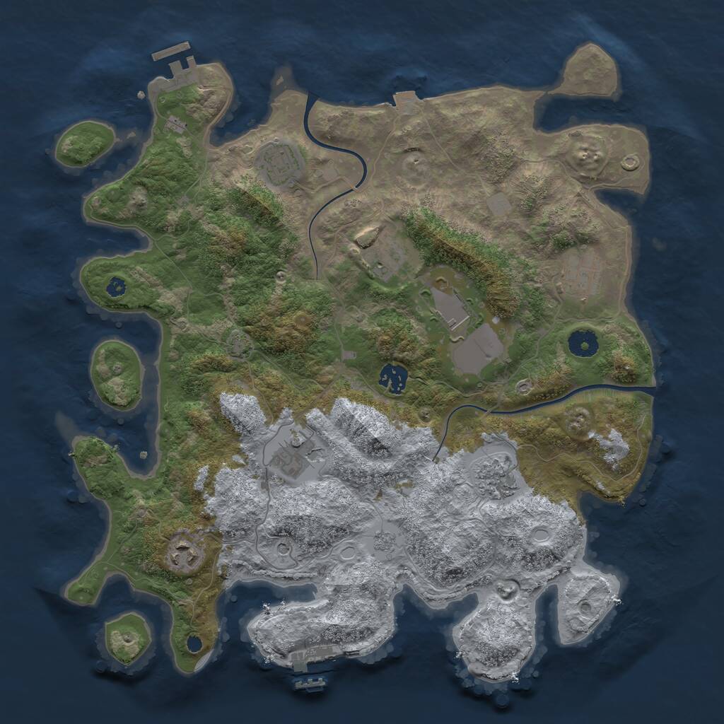 Rust Map: Procedural Map, Size: 3750, Seed: 1692712169, 14 Monuments