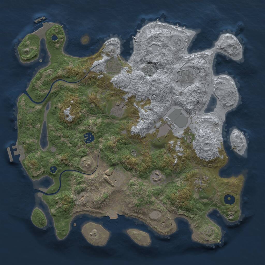 Rust Map: Procedural Map, Size: 3700, Seed: 264011, 15 Monuments