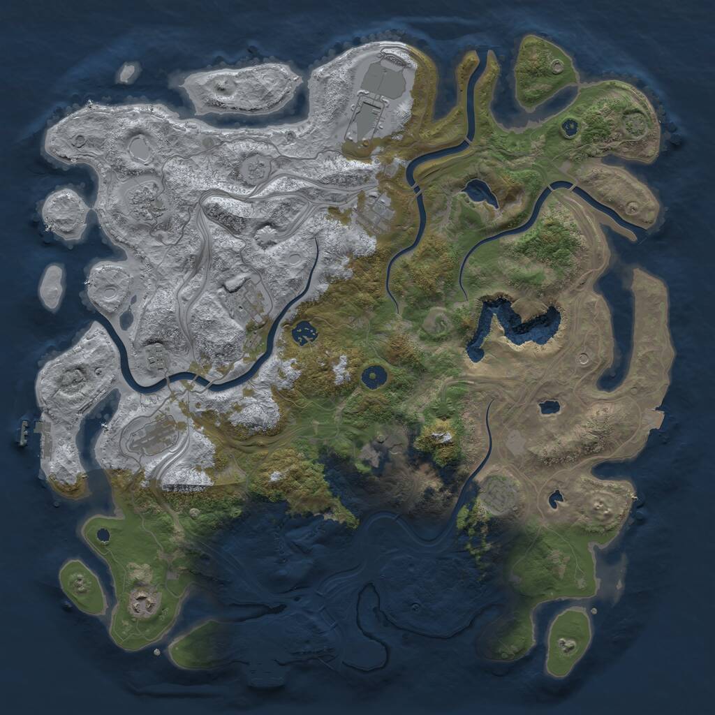 Rust Map: Procedural Map, Size: 4500, Seed: 1719171264, 16 Monuments