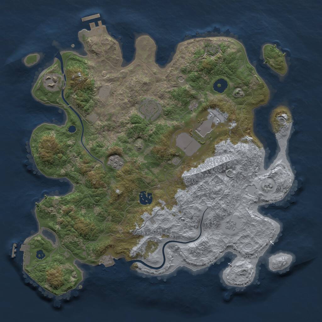 Rust Map: Procedural Map, Size: 3500, Seed: 810677709, 11 Monuments