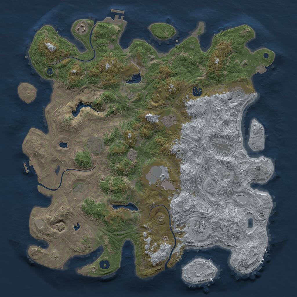Rust Map: Procedural Map, Size: 4500, Seed: 285464410, 16 Monuments