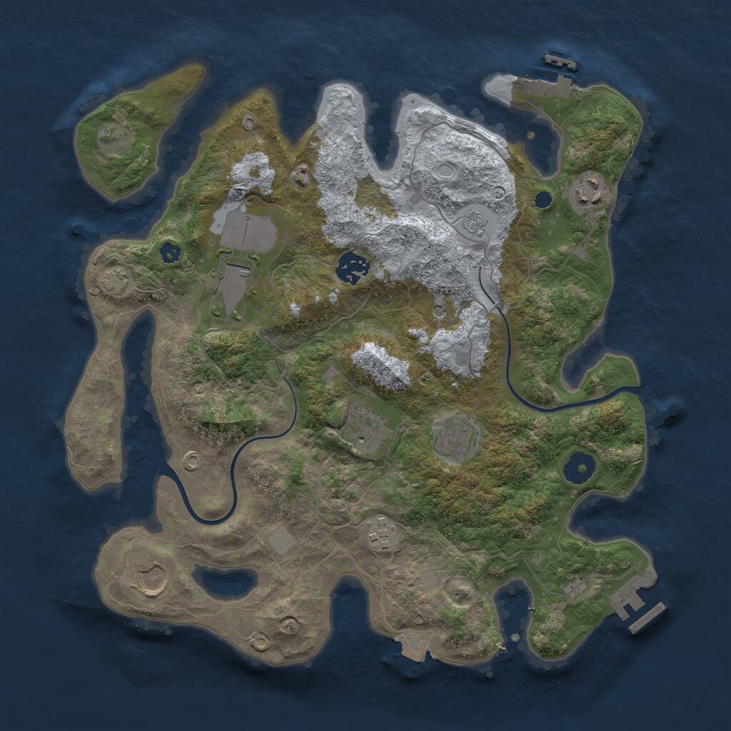 Rust Map: Procedural Map, Size: 3500, Seed: 1002240600, 13 Monuments