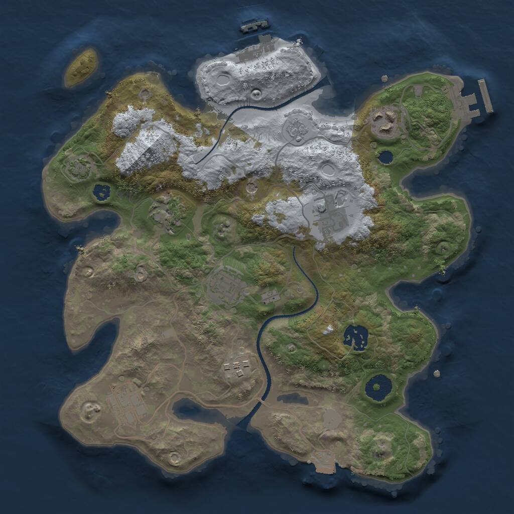 Rust Map: Procedural Map, Size: 3000, Seed: 21078264, 13 Monuments