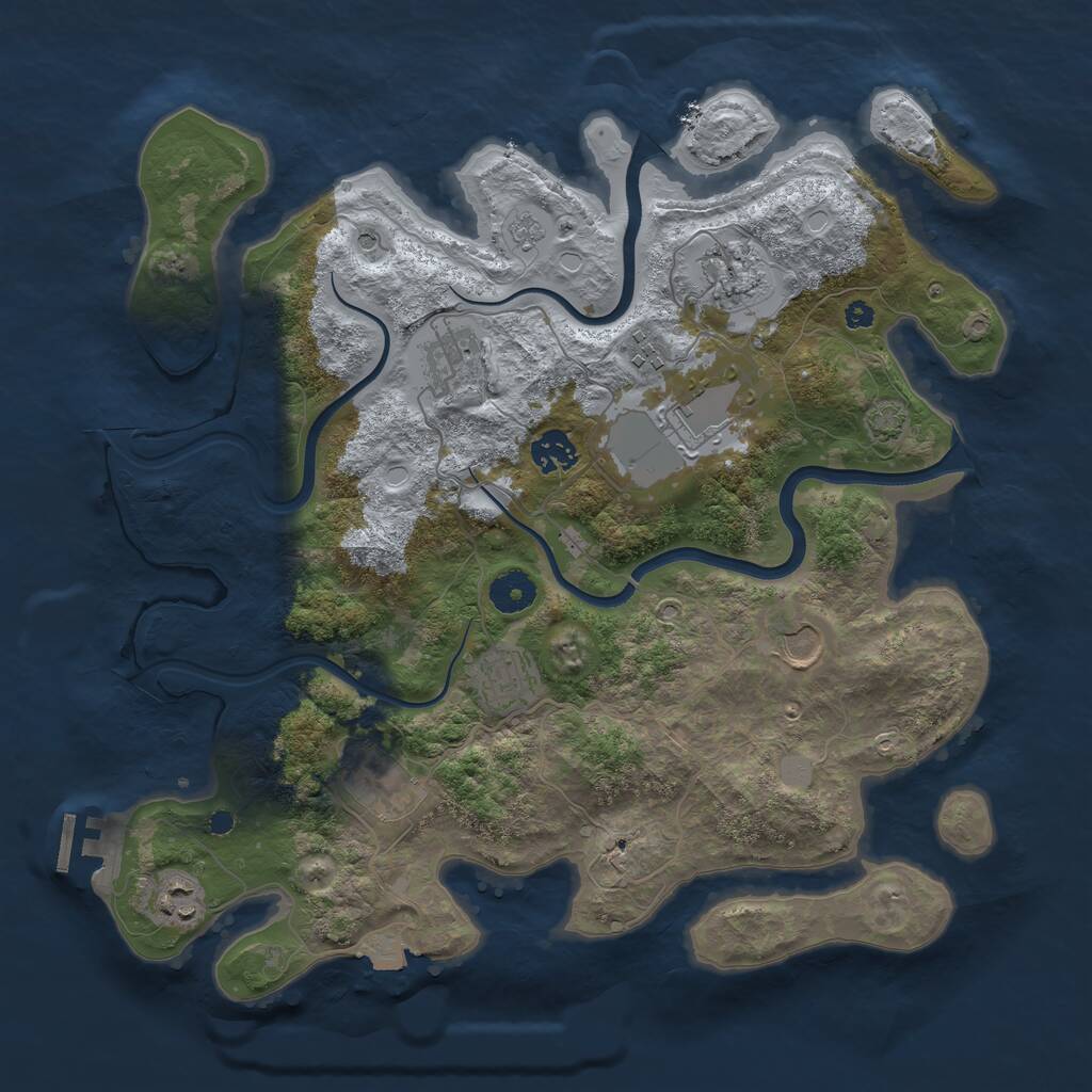 Rust Map: Procedural Map, Size: 3750, Seed: 621679, 14 Monuments
