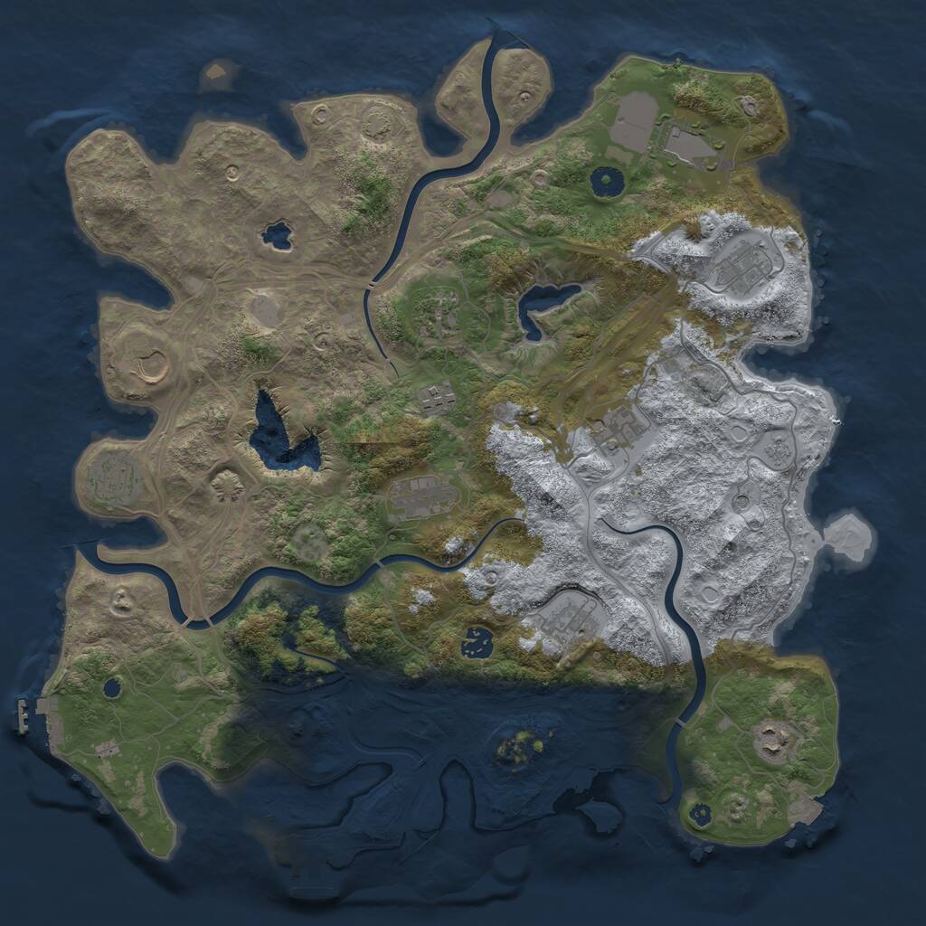 Rust Map: Procedural Map, Size: 4250, Seed: 580053935, 17 Monuments