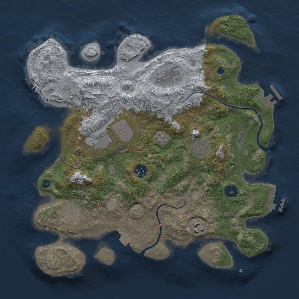 Rust Map: Procedural Map, Size: 3500, Seed: 987400420, 13 Monuments