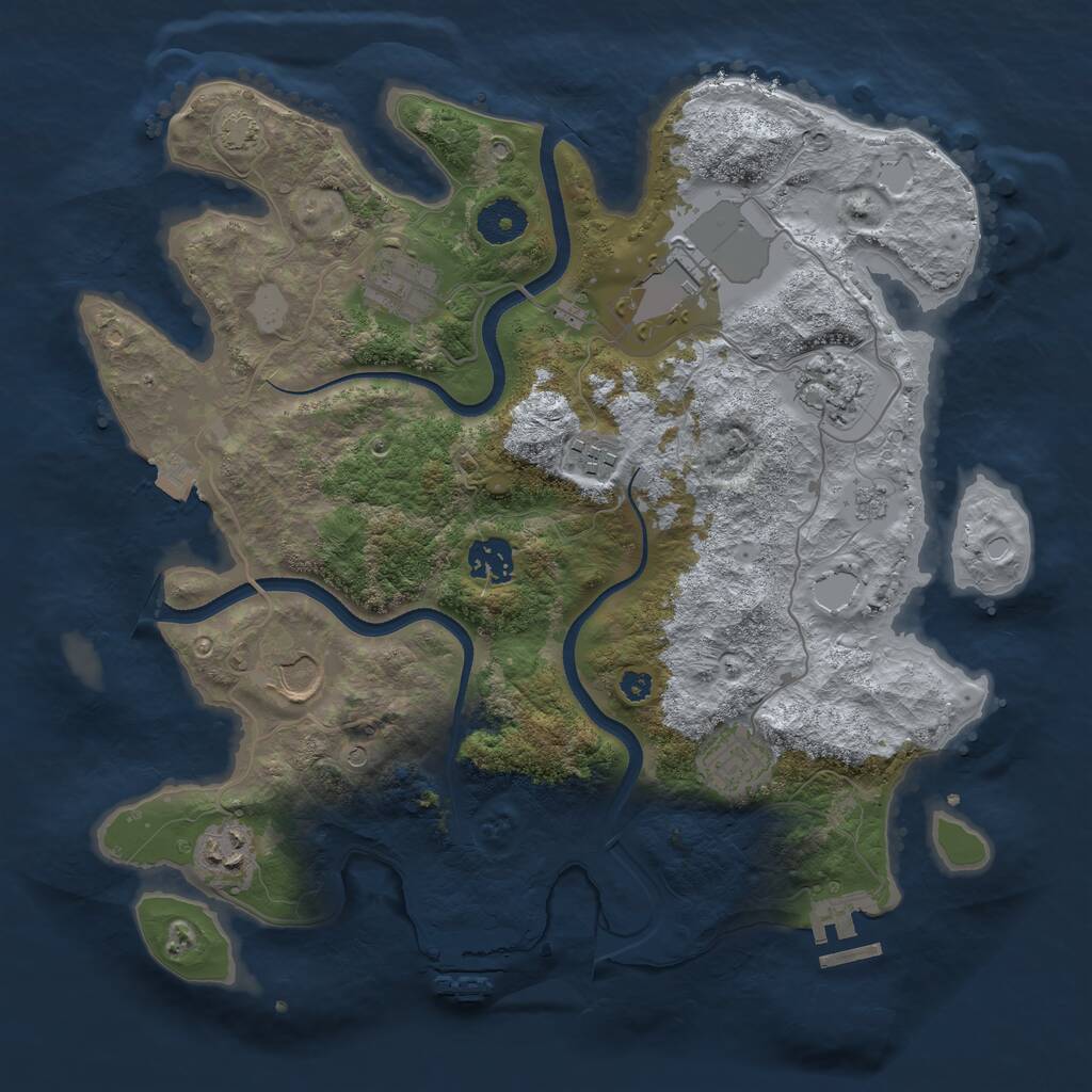 Rust Map: Procedural Map, Size: 3500, Seed: 964585682, 14 Monuments