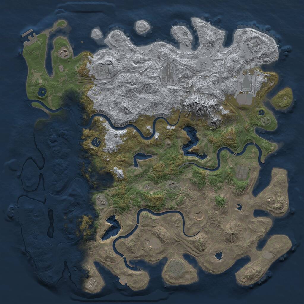 Rust Map: Procedural Map, Size: 5000, Seed: 1434443, 17 Monuments