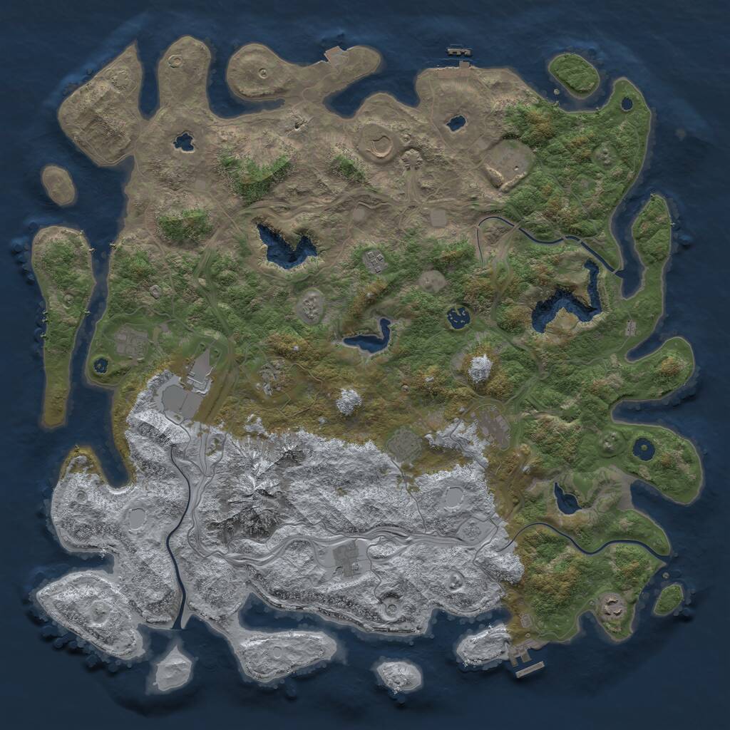 Rust Map: Procedural Map, Size: 5000, Seed: 735060400, 17 Monuments