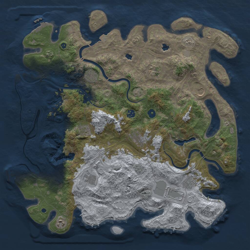 Rust Map: Procedural Map, Size: 4500, Seed: 1900762474, 17 Monuments