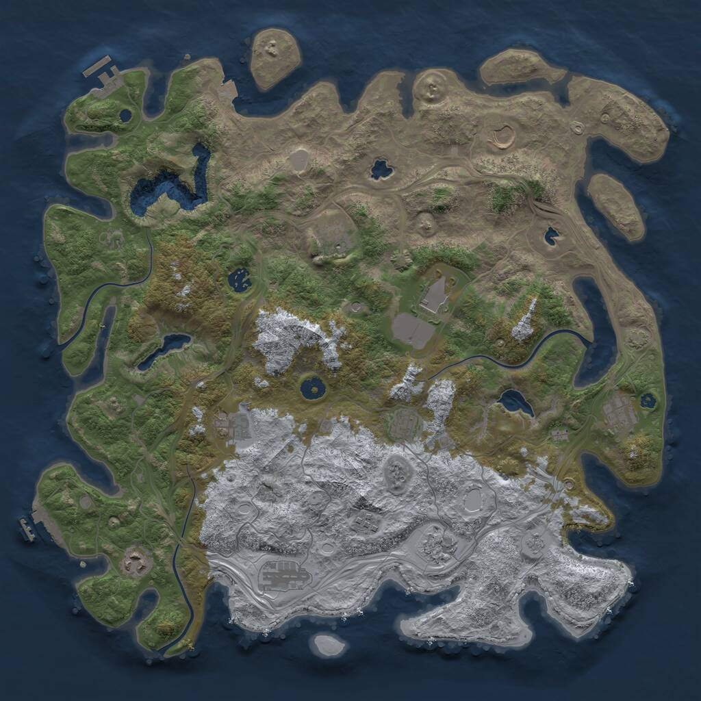 Rust Map: Procedural Map, Size: 4500, Seed: 1900762474, 17 Monuments