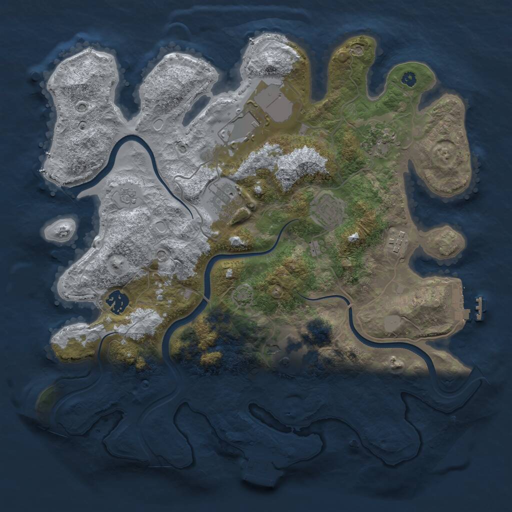 Rust Map: Procedural Map, Size: 3500, Seed: 97248141, 13 Monuments