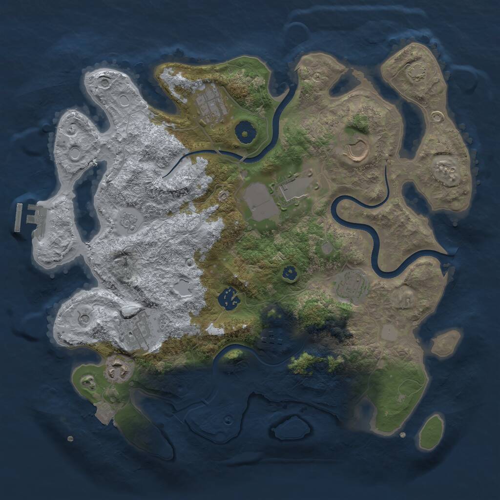 Rust Map: Procedural Map, Size: 3500, Seed: 38015, 13 Monuments