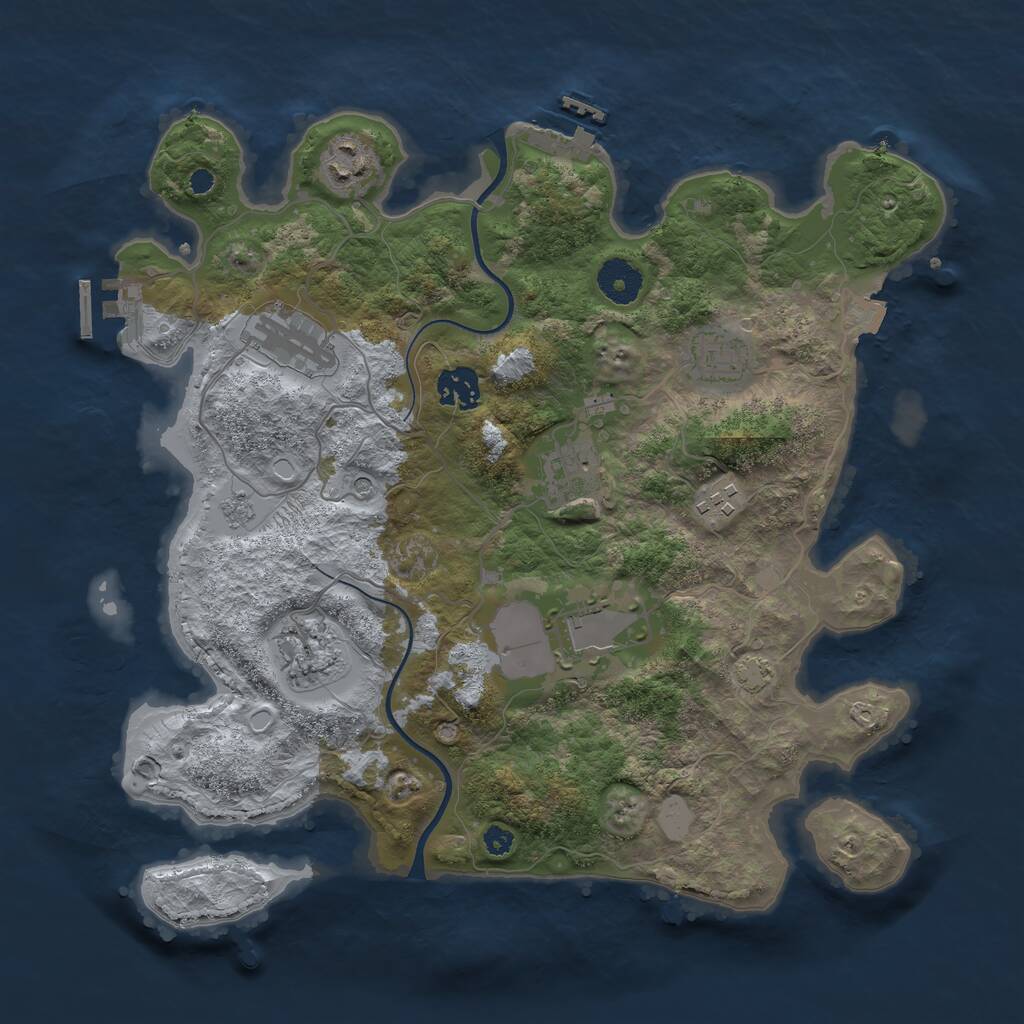 Rust Map: Procedural Map, Size: 3500, Seed: 1251526815, 14 Monuments