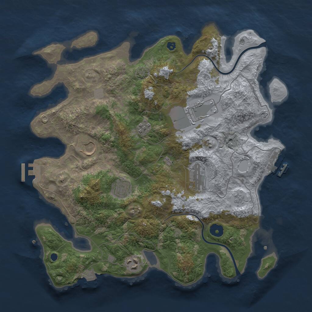 Rust Map: Procedural Map, Size: 3500, Seed: 2075771246, 11 Monuments