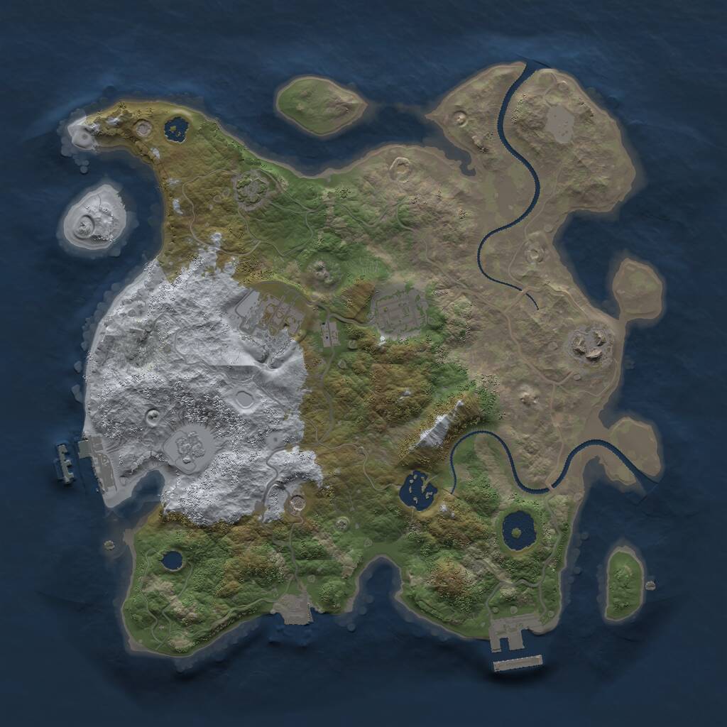 Rust Map: Procedural Map, Size: 3000, Seed: 847041883, 10 Monuments