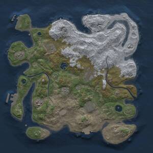 Thumbnail Rust Map: Procedural Map, Size: 3333, Seed: 1123, 12 Monuments