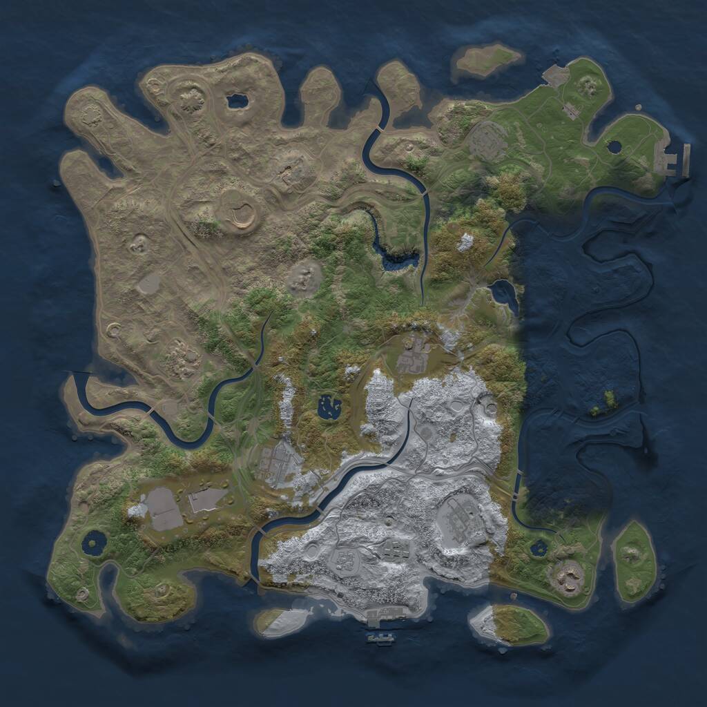 Rust Map: Procedural Map, Size: 4250, Seed: 542834216, 16 Monuments