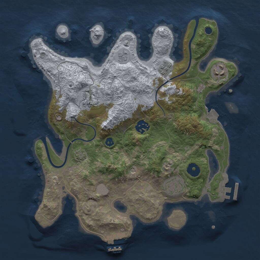 Rust Map: Procedural Map, Size: 3000, Seed: 2048169108, 11 Monuments