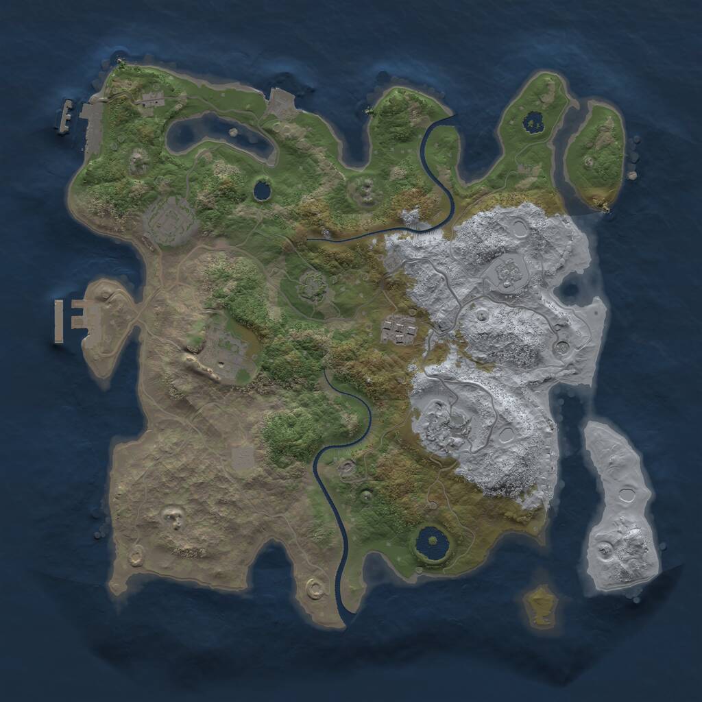 Rust Map: Procedural Map, Size: 3250, Seed: 87347281, 10 Monuments