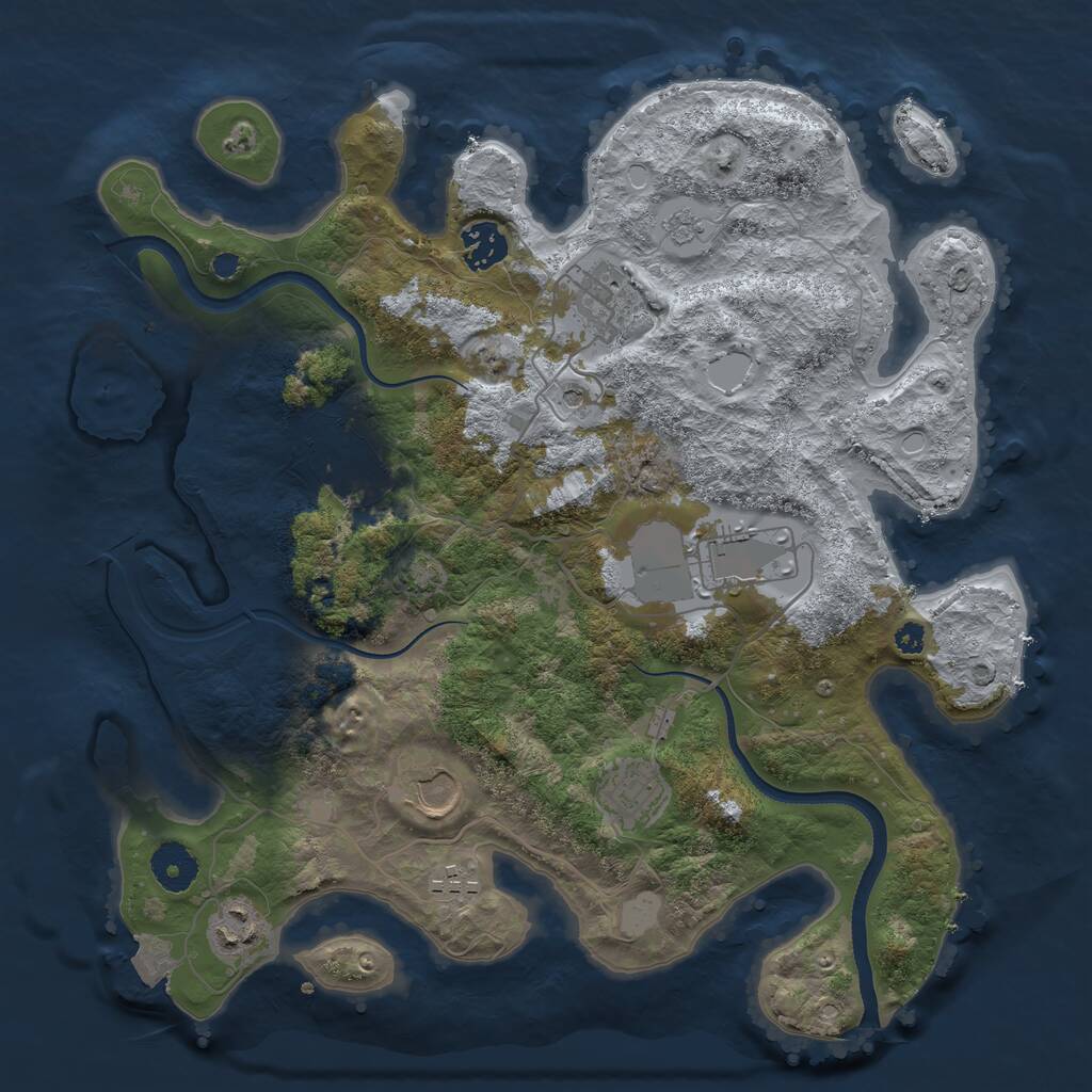 Rust Map: Procedural Map, Size: 3500, Seed: 1724492, 12 Monuments