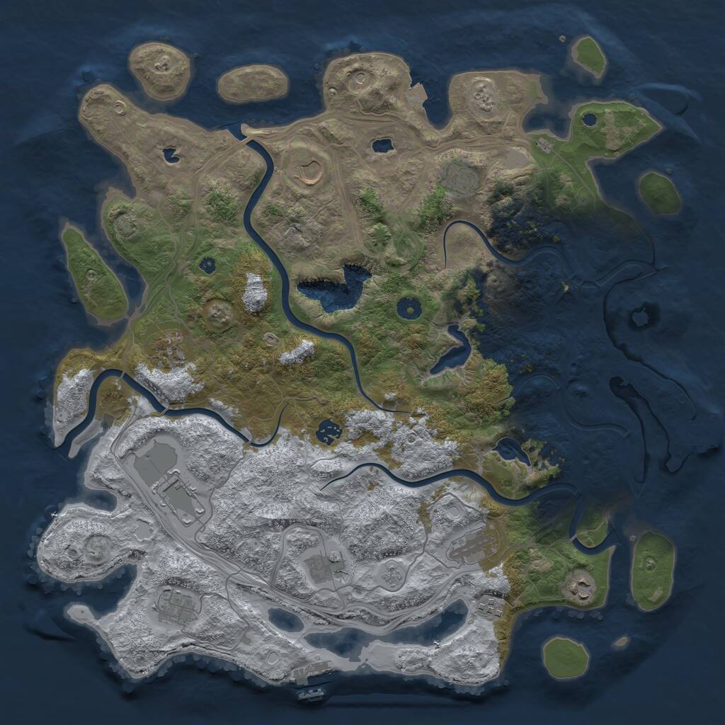 Rust Map: Procedural Map, Size: 4500, Seed: 2139042239, 16 Monuments