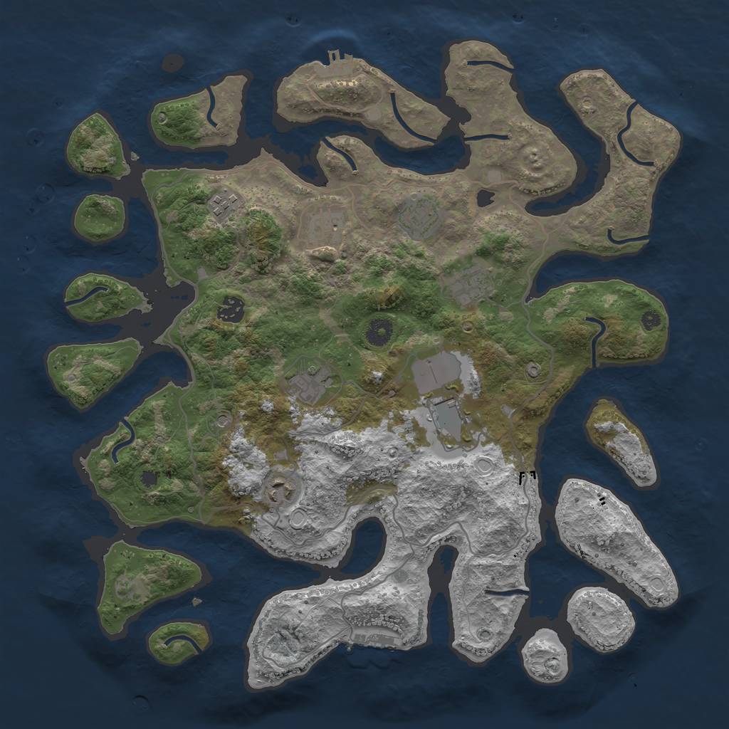 Rust Map: Procedural Map, Size: 4000, Seed: 71358413, 19 Monuments