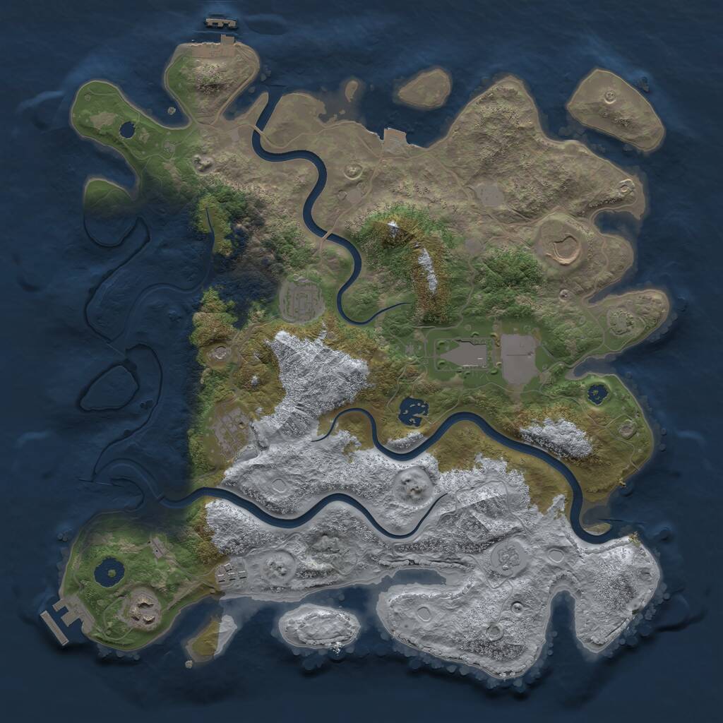 Rust Map: Procedural Map, Size: 3750, Seed: 1013951758, 13 Monuments