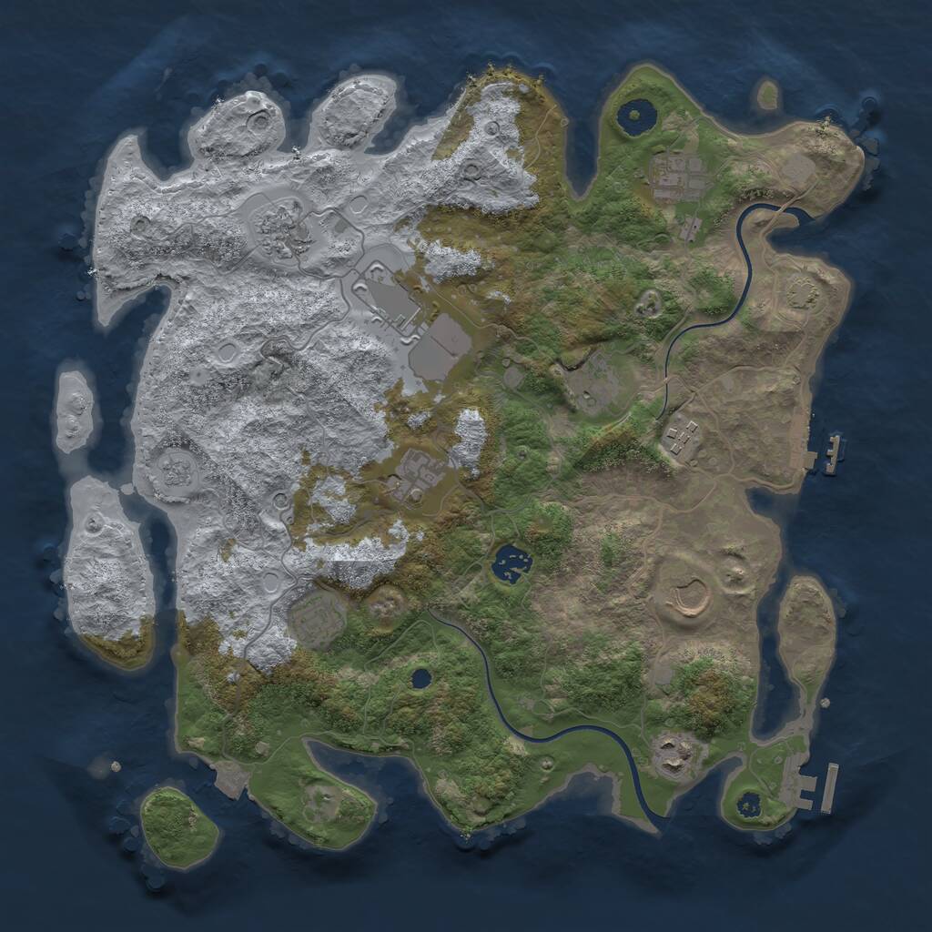 Rust Map: Procedural Map, Size: 3750, Seed: 525500700, 16 Monuments