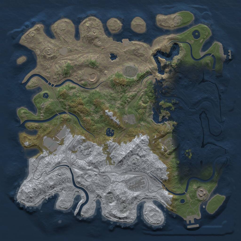 Rust Map: Procedural Map, Size: 4250, Seed: 811846436, 16 Monuments