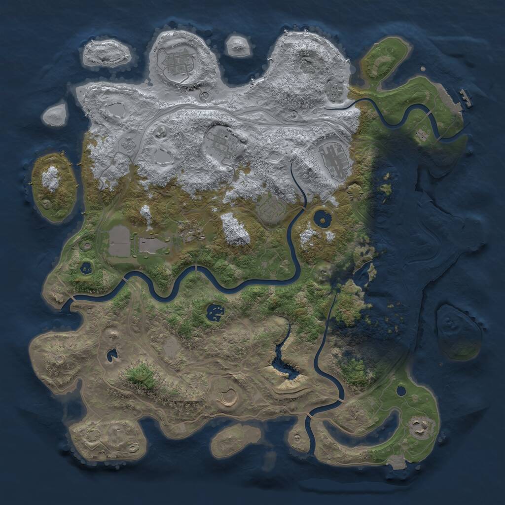 Rust Map: Procedural Map, Size: 4250, Seed: 750801581, 16 Monuments