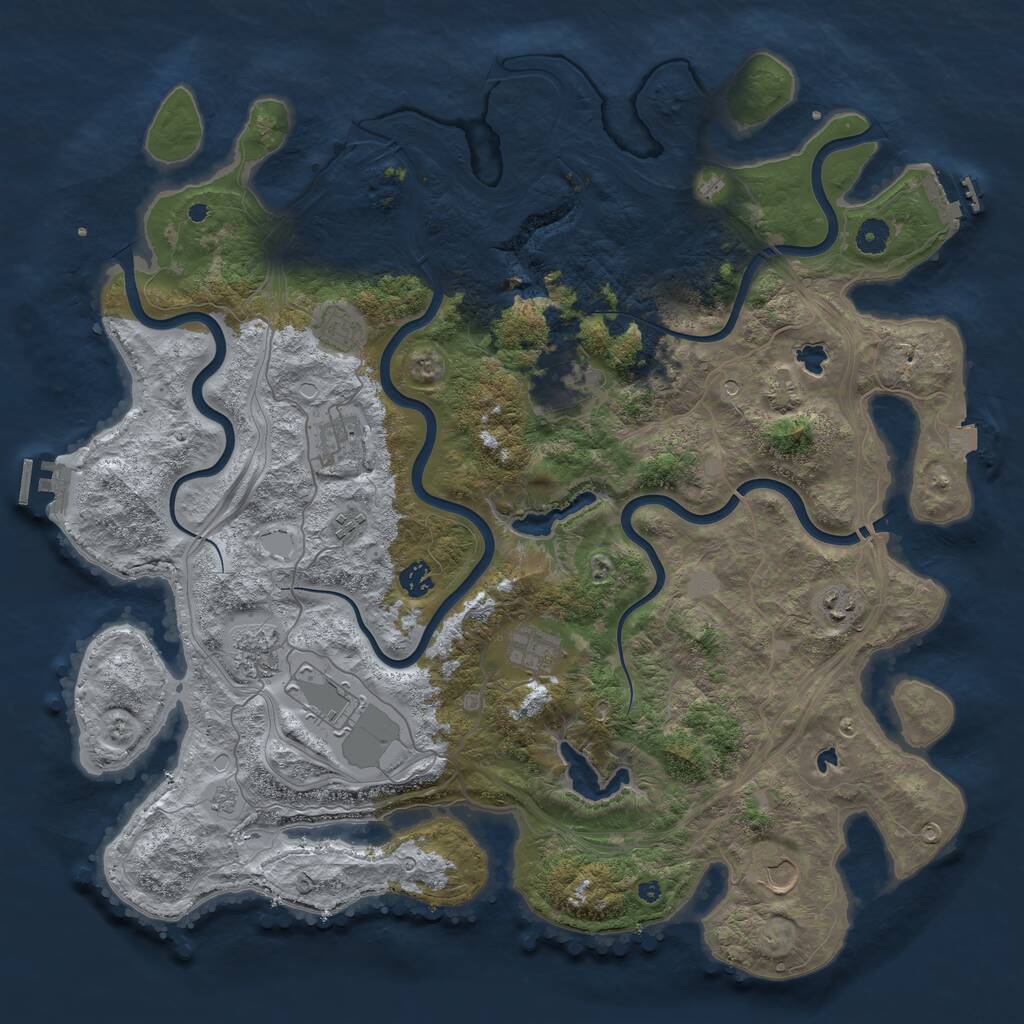 Rust Map: Procedural Map, Size: 4500, Seed: 2129617270, 16 Monuments