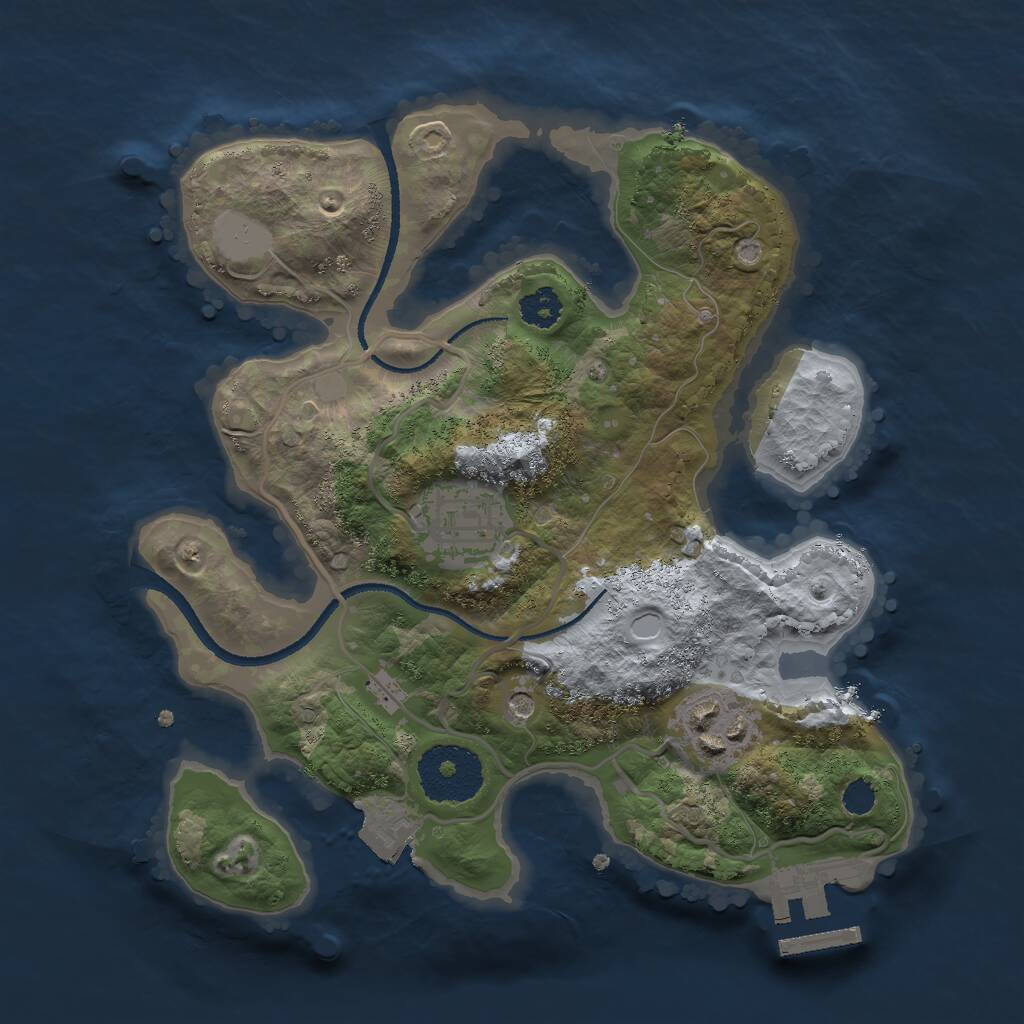Rust Map: Procedural Map, Size: 2500, Seed: 477357, 5 Monuments