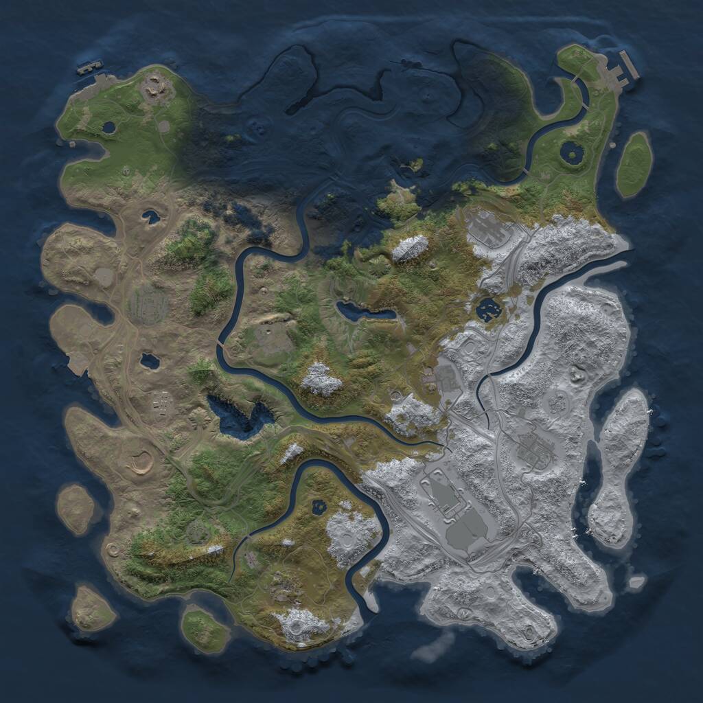 Rust Map: Procedural Map, Size: 4500, Seed: 1829690851, 17 Monuments