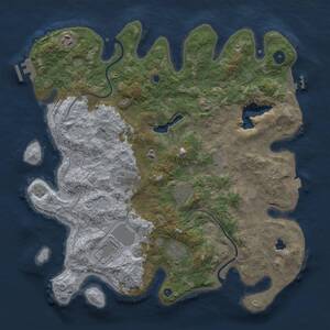 Thumbnail Rust Map: Procedural Map, Size: 4000, Seed: 444767484, 13 Monuments