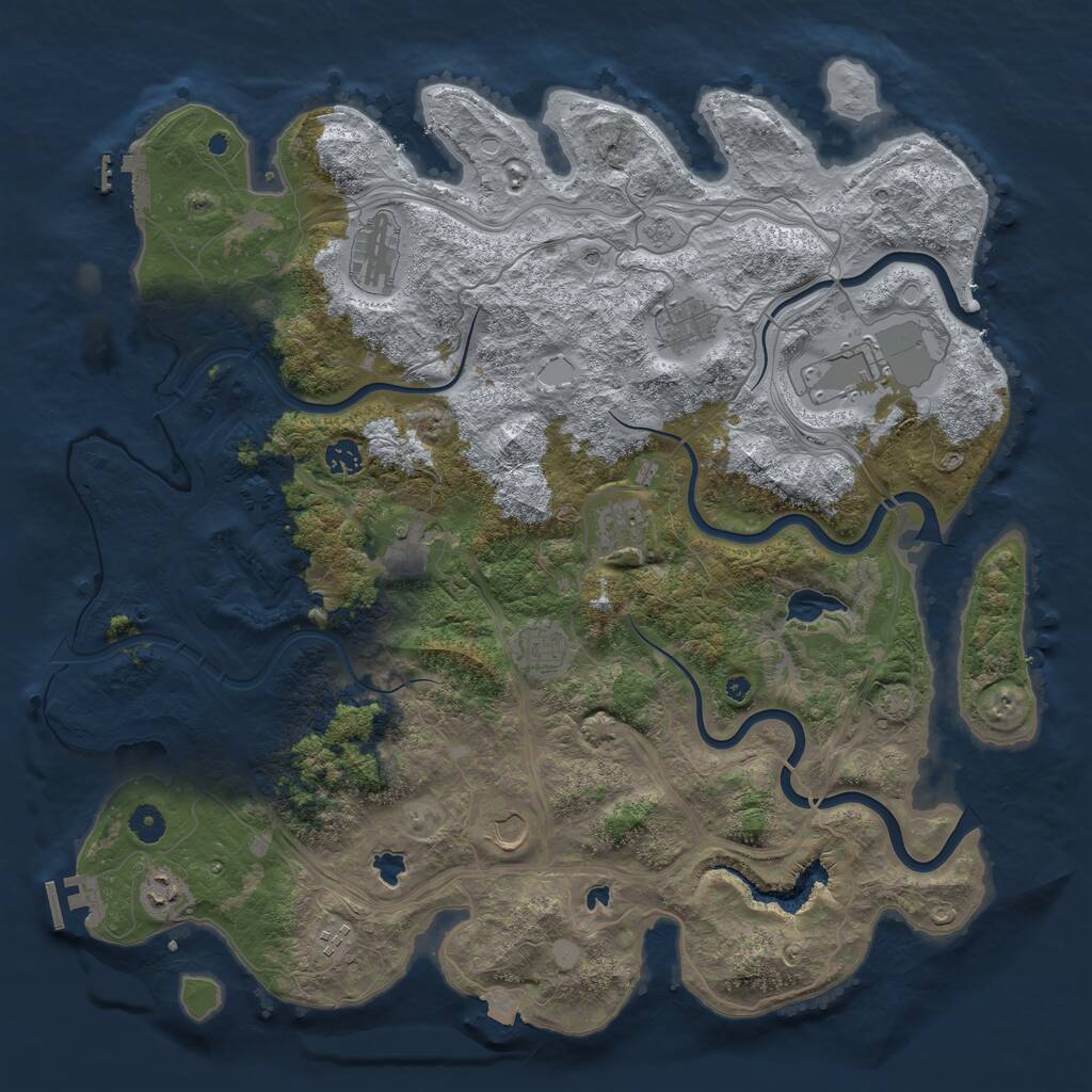 Rust Map: Procedural Map, Size: 4500, Seed: 1386449335, 16 Monuments