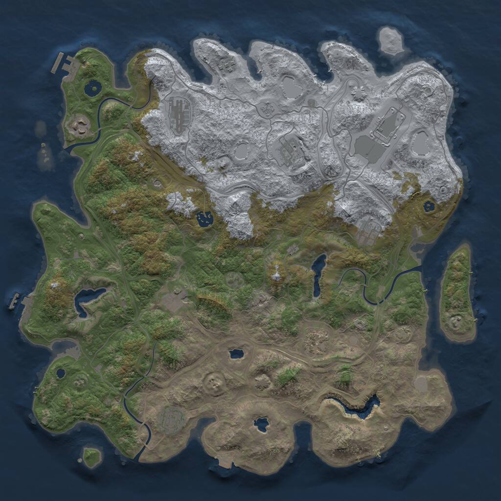 Rust Map: Procedural Map, Size: 4500, Seed: 1386449335, 16 Monuments