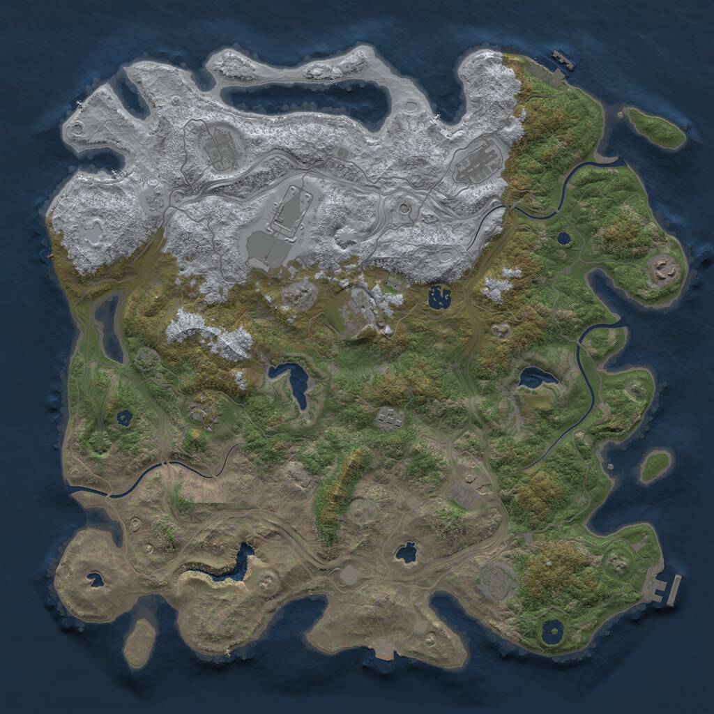 Rust Map: Procedural Map, Size: 4500, Seed: 1078031676, 16 Monuments