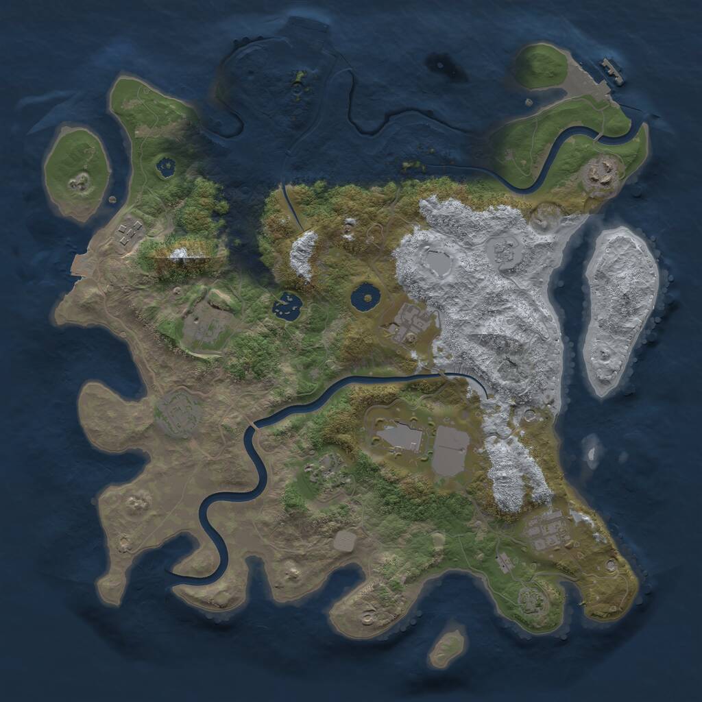 Rust Map: Procedural Map, Size: 3750, Seed: 1939398944, 15 Monuments