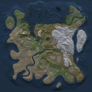 Thumbnail Rust Map: Procedural Map, Size: 3750, Seed: 1939398944, 15 Monuments
