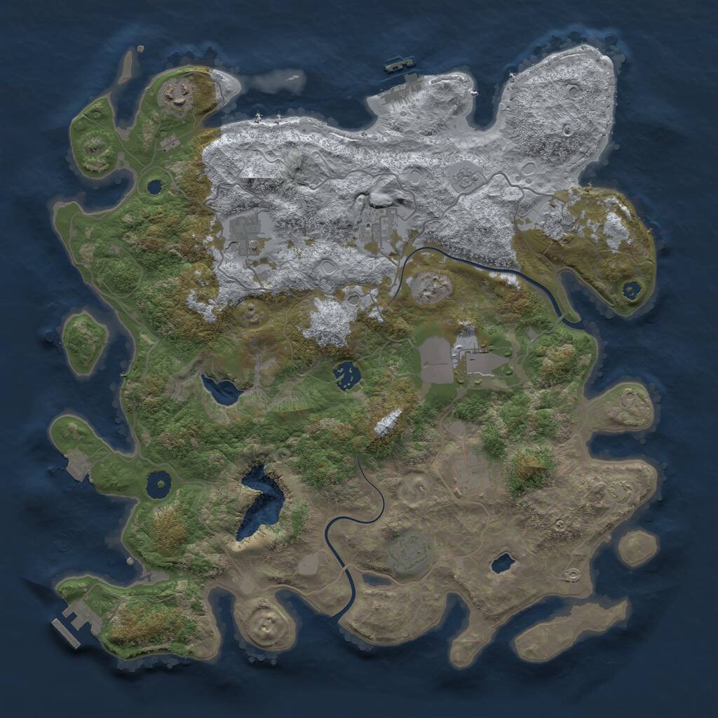 Rust Map: Procedural Map, Size: 4000, Seed: 1318056718, 14 Monuments