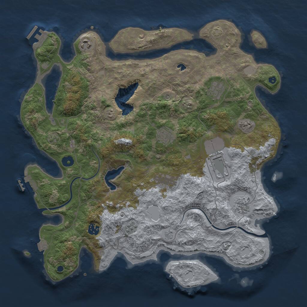 Rust Map: Procedural Map, Size: 4000, Seed: 1112066825, 14 Monuments