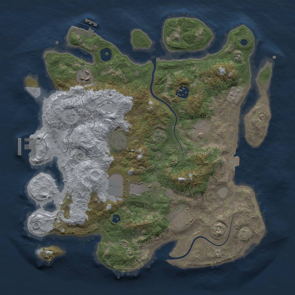 Rust Map: Procedural Map, Size: 3500, Seed: 191676539, 13 Monuments