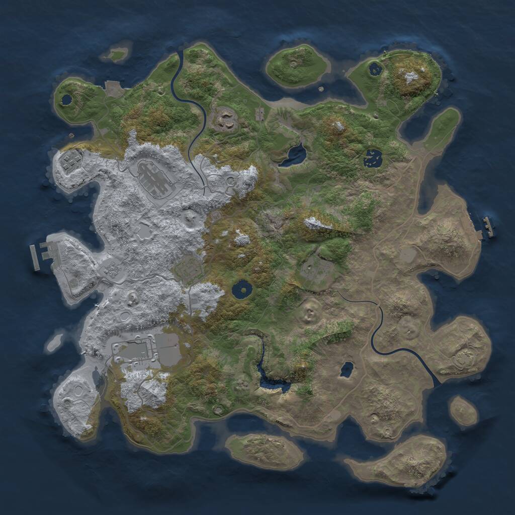 Rust Map: Procedural Map, Size: 4000, Seed: 1703862684, 13 Monuments