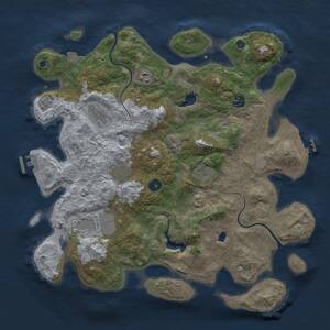 Thumbnail Rust Map: Procedural Map, Size: 4000, Seed: 1703862684, 13 Monuments