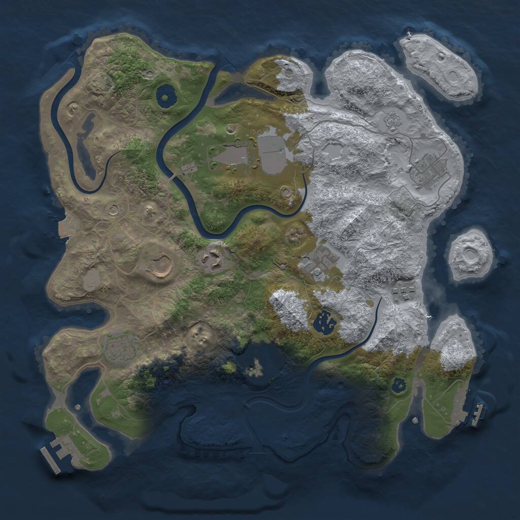 Rust Map: Procedural Map, Size: 3500, Seed: 1562385864, 15 Monuments