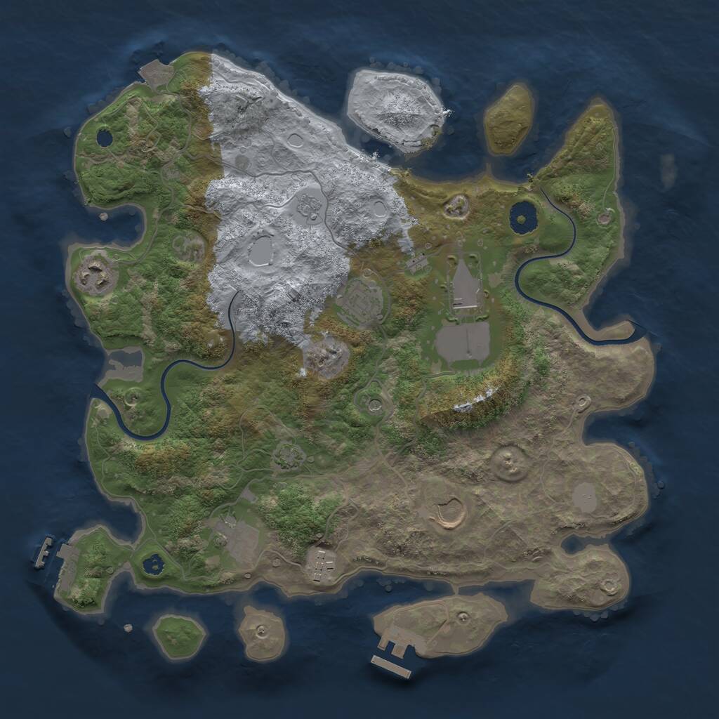 Rust Map: Procedural Map, Size: 3500, Seed: 1620505998, 12 Monuments